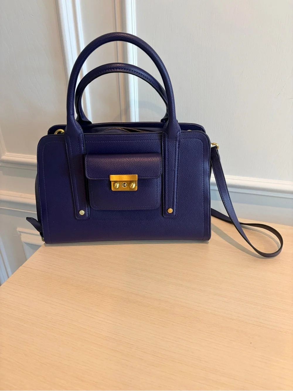 3.1 Phillip Lim for Target Deep Purple Top-Handle Satchel with Gold Hardware